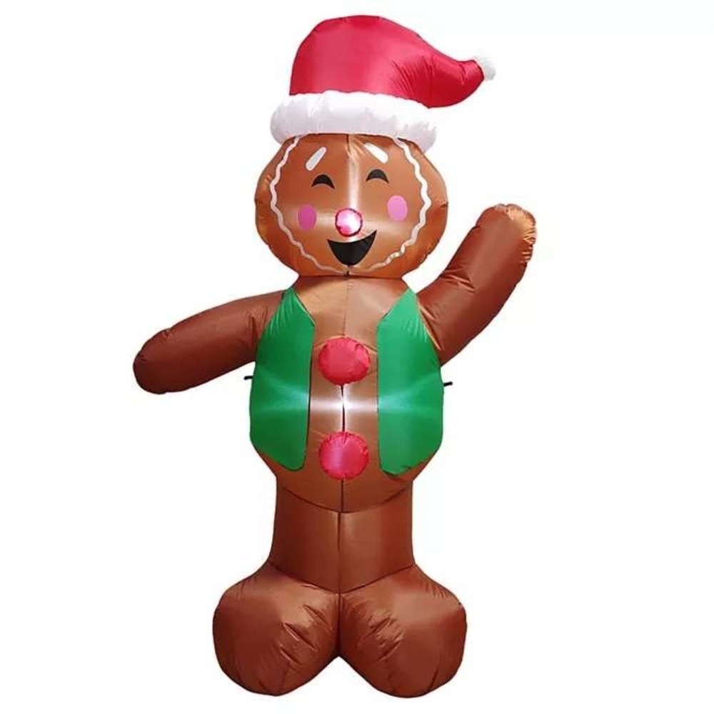 Gingerbread Inflatable Decor Christmas Gift St. Nicholas Square 6ft Brown New